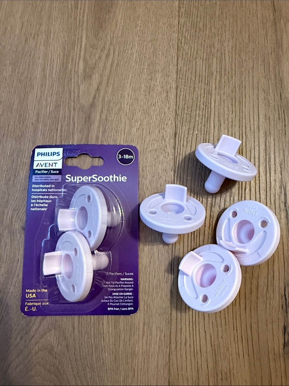 Philips Avent SuperSoothie Pacifiers - Light Pink and Purple  - 0-3m and 3-18m